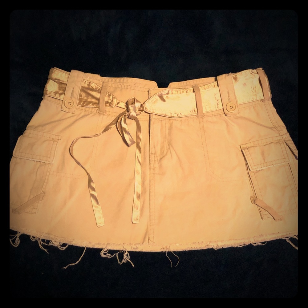 Khaki Cargo Pocket Mini Skirt w/ Removable Belt